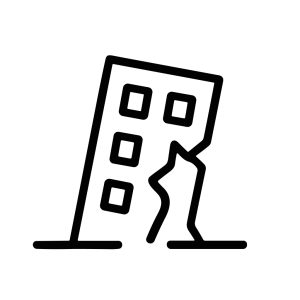 Simple Outline Cracked Building Disaster Hazard Line Style Icon Element