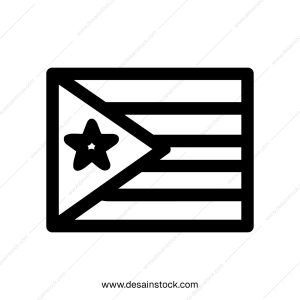 Outline Simple Design National Flag of Cuba with Star Icon Symbol