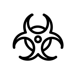 Minimalist Outline Biohazard Warning Sign Symbol Graphic Shape Icon