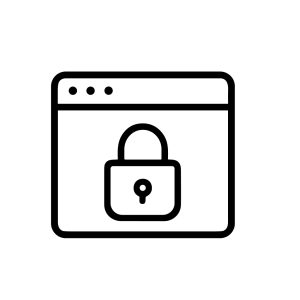 Minimalist Outline Lock in Web Browser Icon Symbol for Security