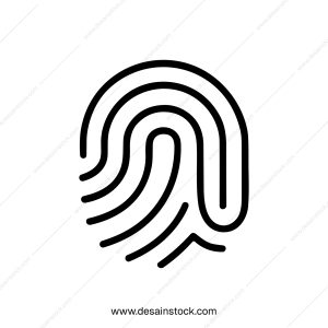 Minimalist Line Art Fingerprint Identification Security System Authentication Icon