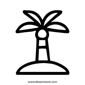 Outline Simple Palm Tree Tropical Island Holiday Destination Icon