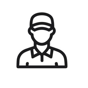 Simple Outline Lineart Person with Cap Icon for User Interface