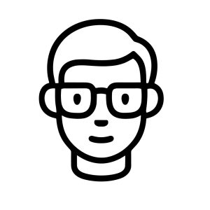 Simple Outline Head and Shoulder with Glasses Portrait Illustration Icon