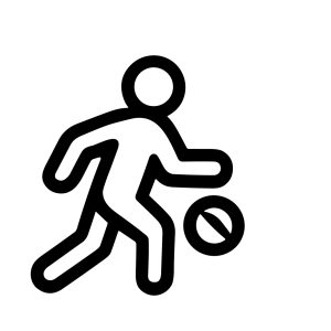 Simple Outline Silhouette Basketball Player Dribbling Ball Line Art Illustration