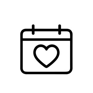 Simple Outline Heart Decorated Calendar Date Event Appointment Icon Graphic