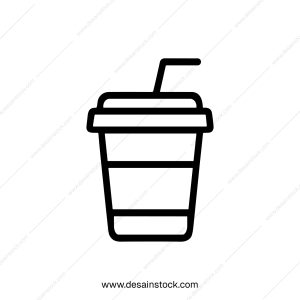 Minimalist Outline Takeaway Cup With Straw Drink Simple Symbol Icon