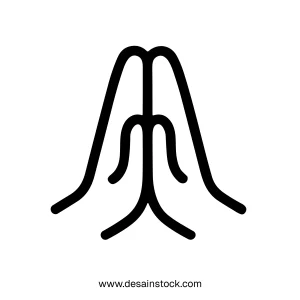 Minimalist Outline Praying Hands Gesture Line Art Symbol Icon