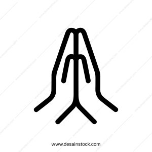 Minimalist Outline Praying Hands Gesture Symbol Sign Icon Design