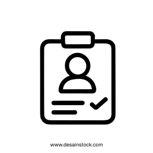 Outline Simple Identity Card Checkmark Verification Badge User Profile Icon