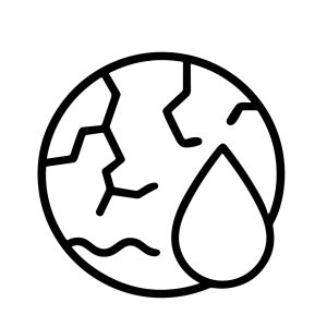 Minimalist Outline Globe with Crack and Water Drop Icon Illustration