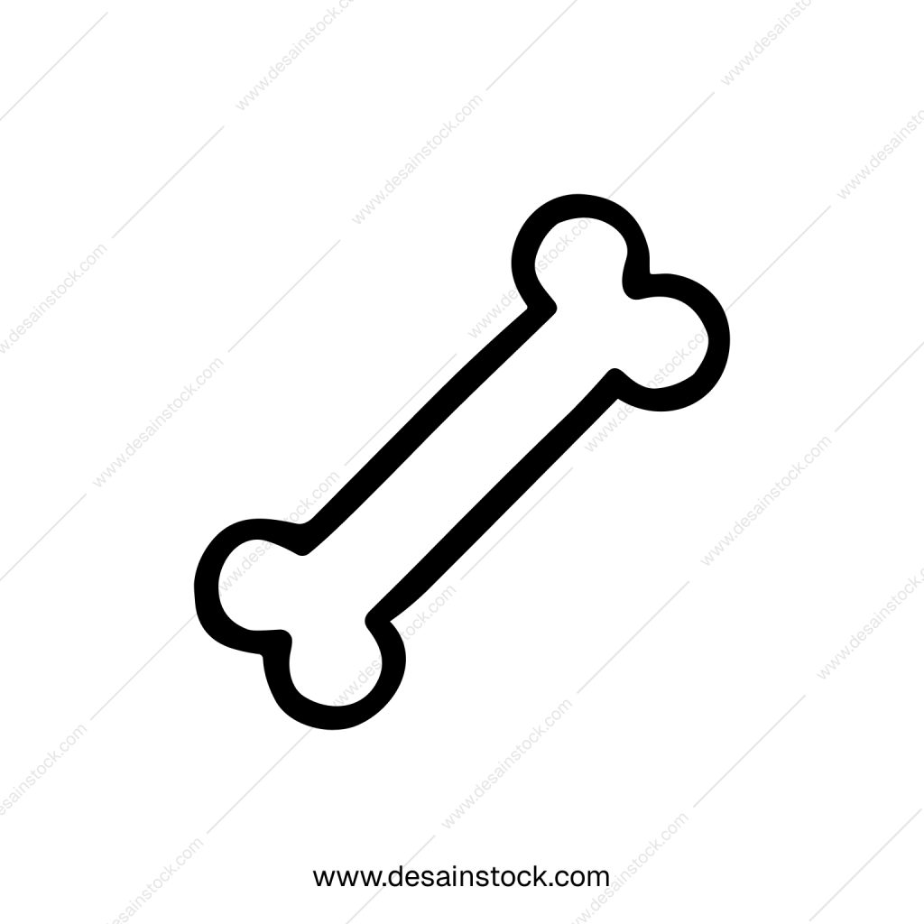 Simple Outline Dog Bone Treat Icon Shape Element Illustration