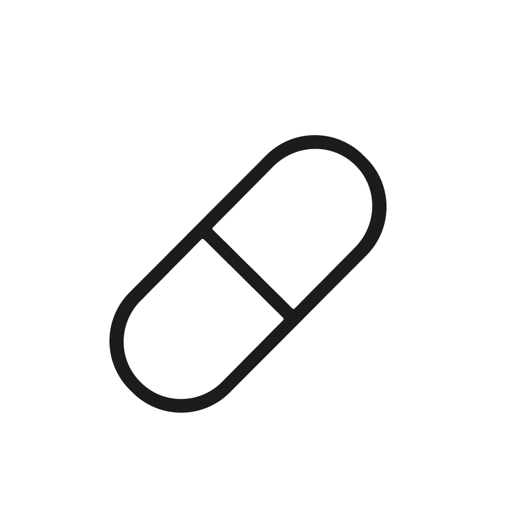 Simple Outline Medical Capsule Pill Isolated on White Background Icon