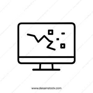 Simple Outline Monitor Crash Display Glitch Failure Line Art Icon
