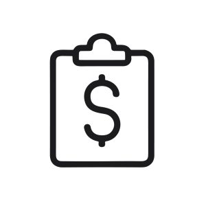 Simple Line Drawing Clipboard Dollar Sign Finance and Business Icon