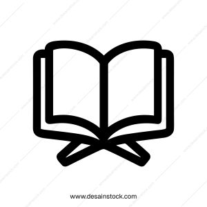 Simple Outline Open Quran on Stand Illustration Icon Graphic
