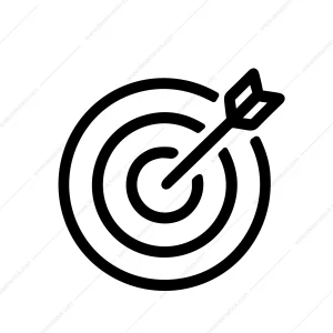 Simple Outline Target with Arrow Hit the Center Business Icon