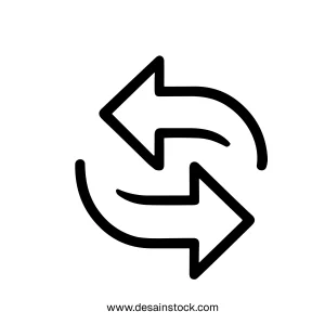 Outline Handdrawn Rotate Directional Arrow Shape Icon Sign Symbol