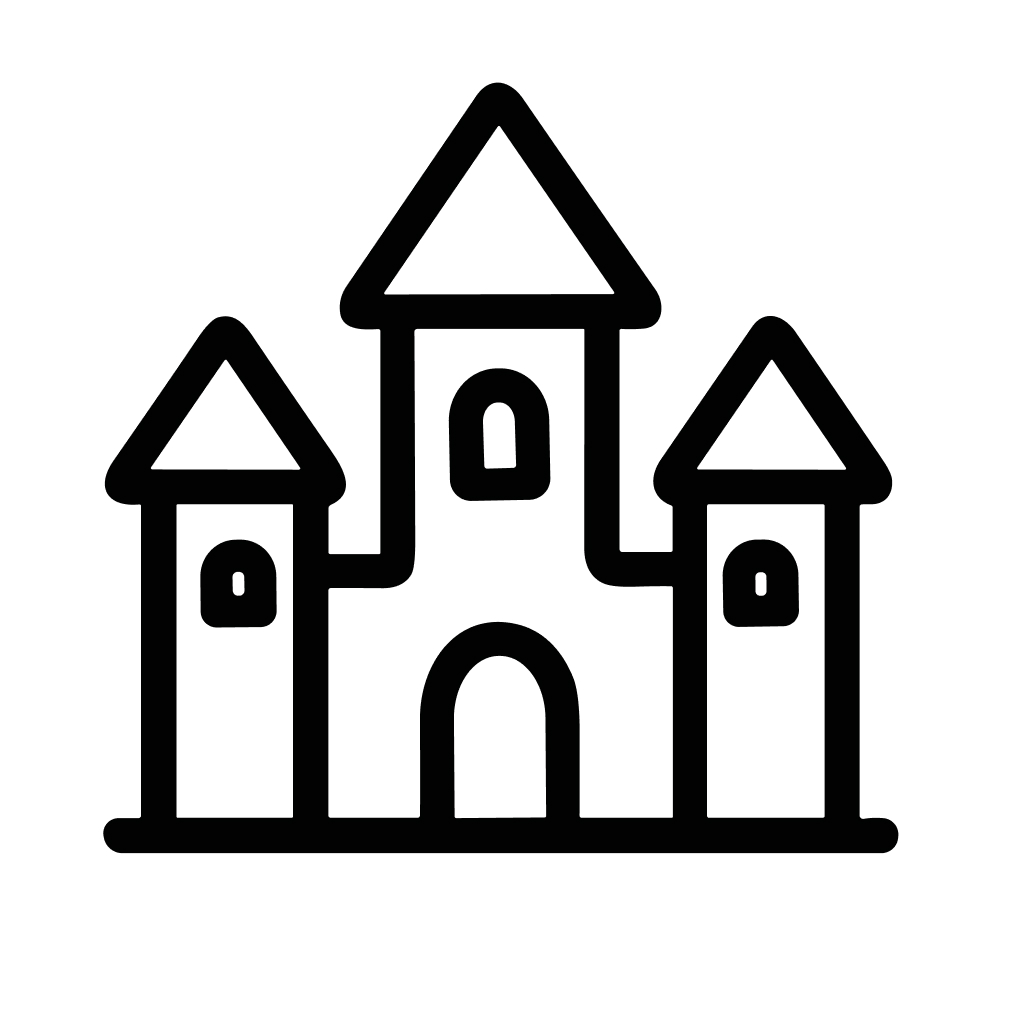 Simple Line Drawing Castle Medieval Stronghold Fortress Building Illustration