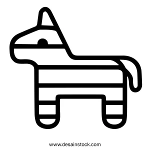 Simple Outline Cartoon Pinata Party Celebration Decoration Design Element Illustration