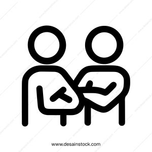 Outline Simple Two People Teamwork Together Human Figure Icon