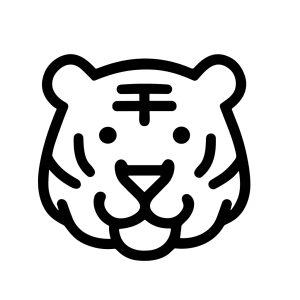 Minimalist Outline Style Tiger Head Cute Animal Icon Symbol Design