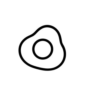 Simple Outline Fried Egg Breakfast Food Black and White Illustration