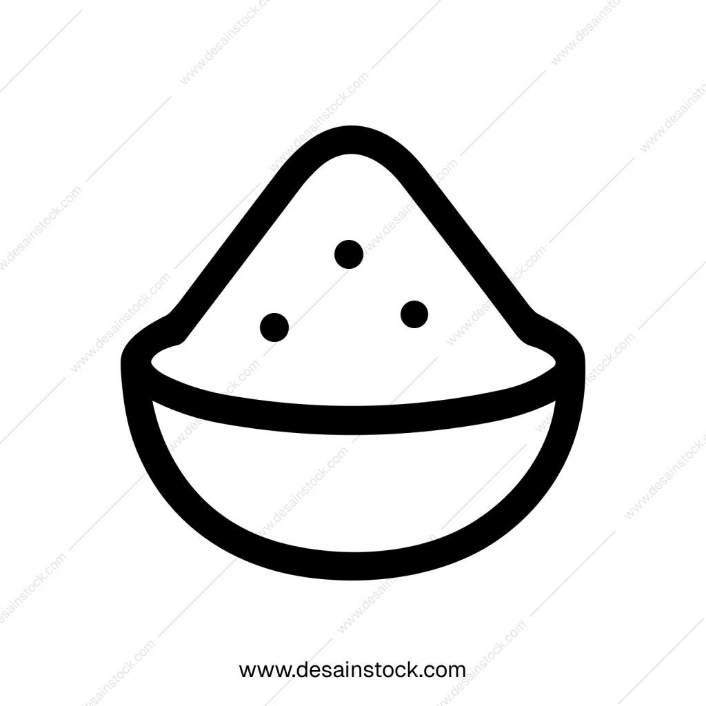 Simple Line Art Bowl of Powder Ingredient Isolated Object Icon