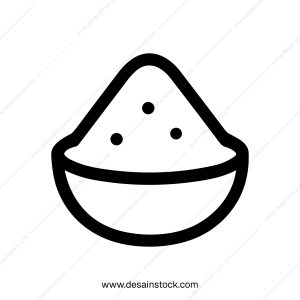 Simple Line Art Bowl of Powder Ingredient Isolated Object Icon