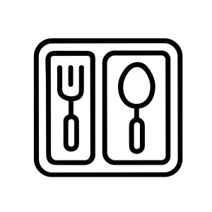 Simple Line Lunchbox with Fork and Spoon Icon Food Illustration