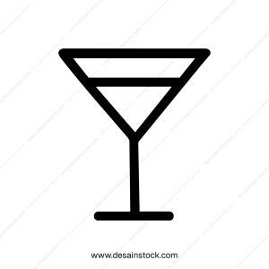 Minimalist Outline Glass Martini Cocktail Drink Alcoholic Beverage Illustration