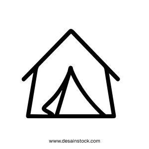 Simple Line Drawing Tent Accommodation Shelter Icon Symbol Graphic