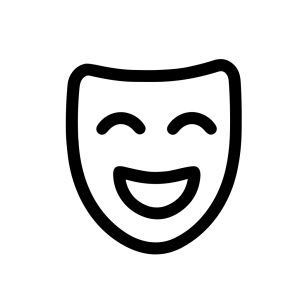 Minimalist Line Art Smiling Theatre Mask Symbol Sign Icon Graphic