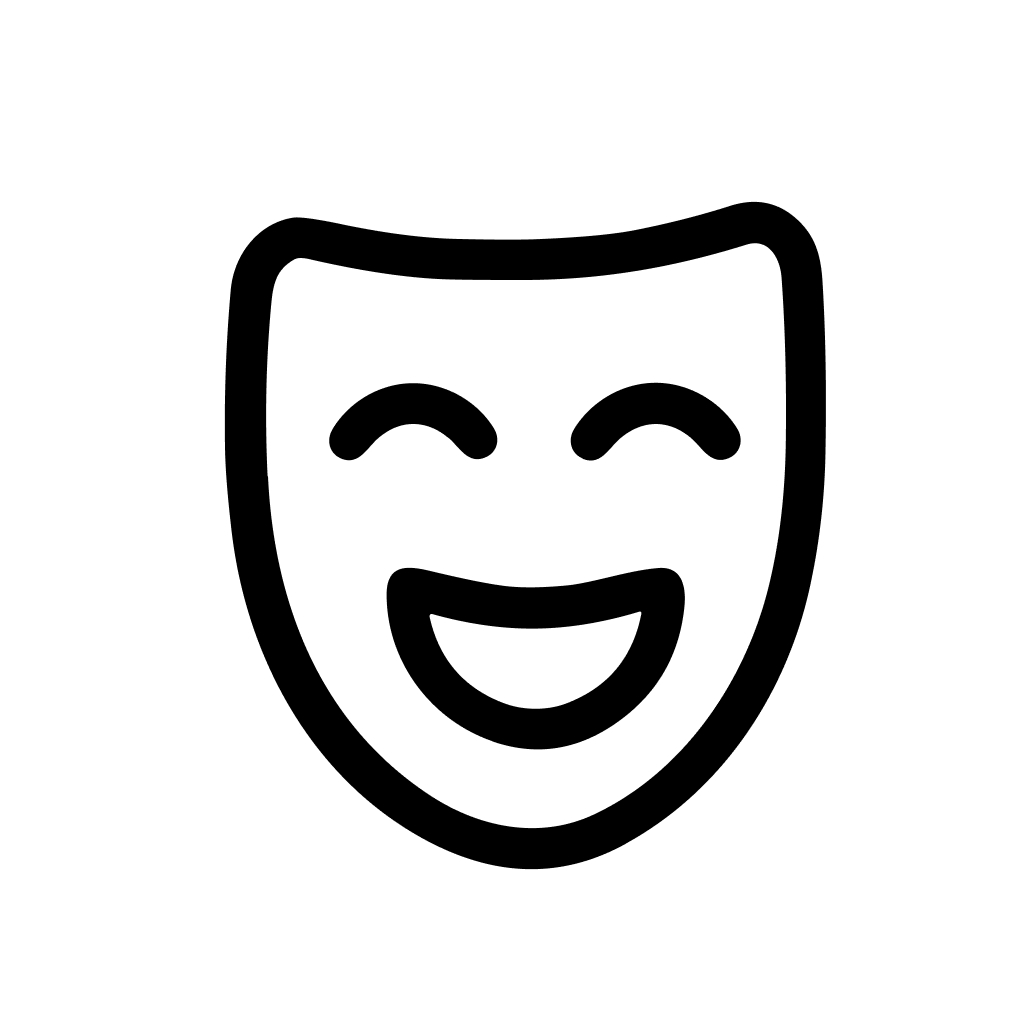 Minimalist Line Art Smiling Theatre Mask Symbol Sign Icon Graphic