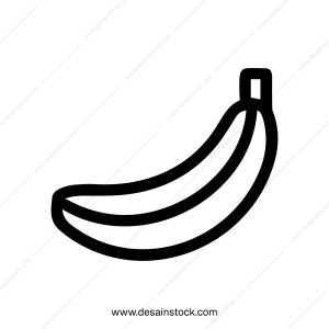 Simple Line Art Banana Fruit Tropical Healthy Food Outline