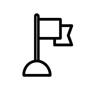 Minimalist Outline Double Banner Flag on Stand Symbol Design Element Icon