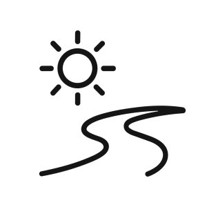 Minimalist Outline Sunny River Landscape Scene Nature Illustration Graphic Design