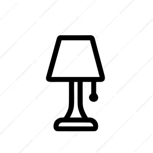 Minimalist Outline Table Lamp Icon Simple Home Interior Illumination
