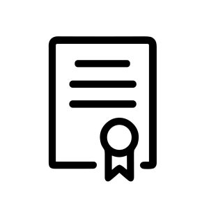 Simple Line Certificate Document with Seal Icon Isolated on White Background