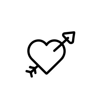 Line Art Simple Heart Shape Pierced with Arrow Romantic Icon