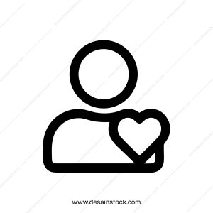 Simple Outline Person with Heart Shape Icon Social Media Design