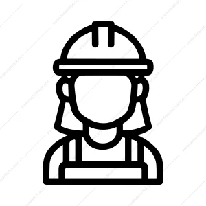 Outline Simple Female Construction Worker Wearing Hard Hat Avatar Icon