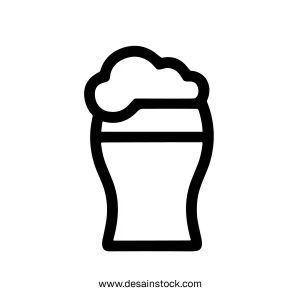 Simple Outline Full Glass of Beer Drink Illustration Icon