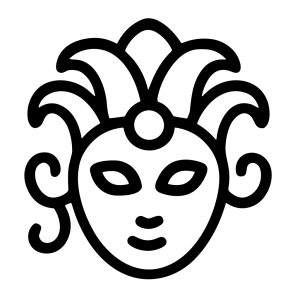Minimalist Outline Style Face Carnival Mask Art Graphic Illustration