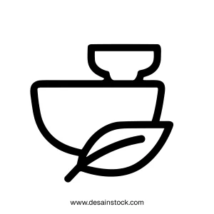 Simple Outline Essential Oil Diffuser with Leaf Aromatherapy Spa Icon