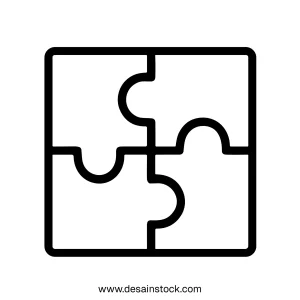 Simple Outline Puzzle Jigsaw Four Pieces Game Shape Icon