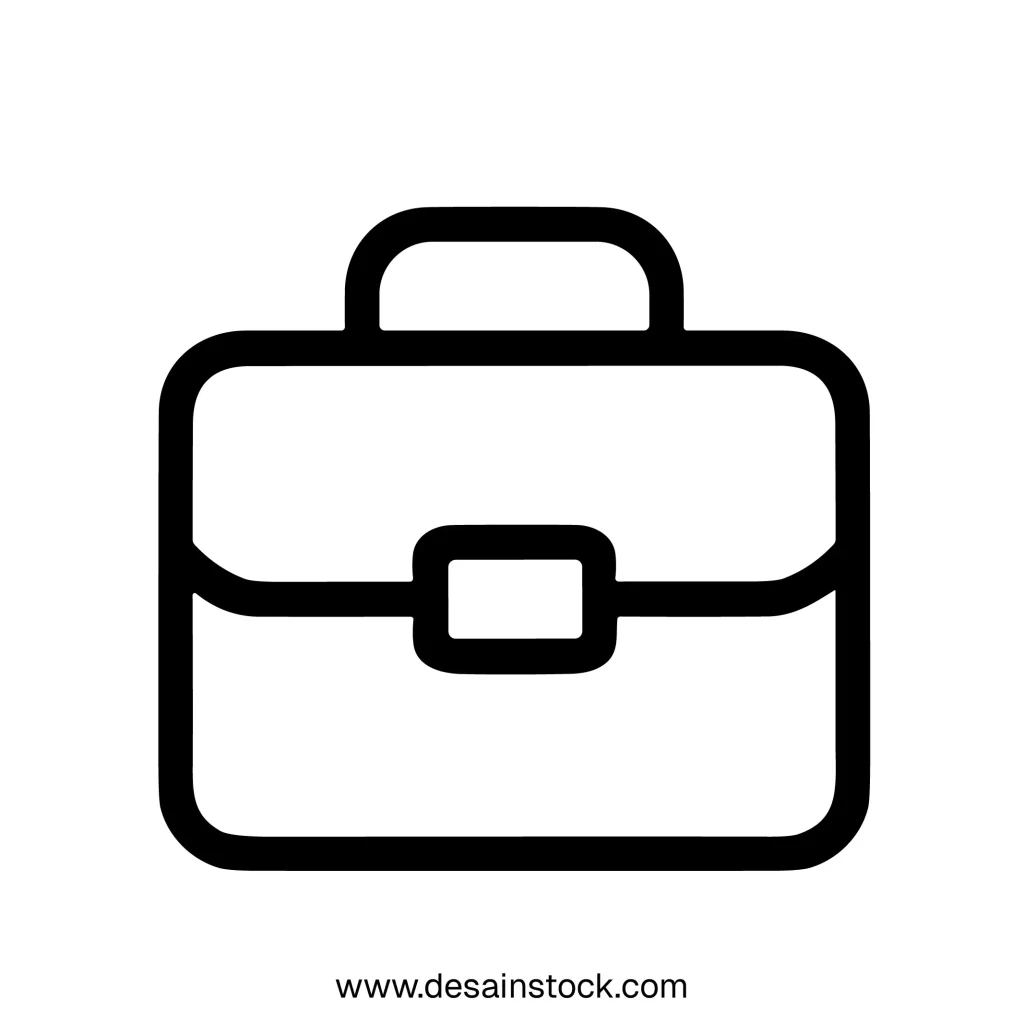 Simple Outline Suitcase Briefcase Business Icon Symbol Element Illustration