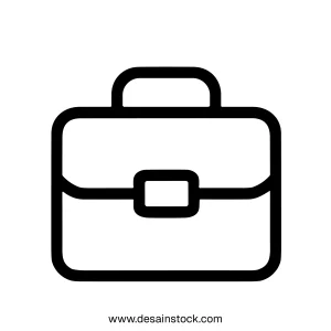 Simple Outline Suitcase Briefcase Business Icon Symbol Element Illustration