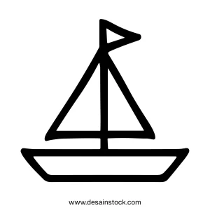 Simple Handdrawn Outline Sailboat Marine Transport Single Isolated Icon