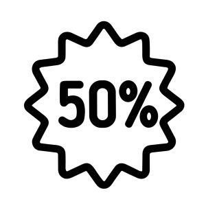 Simple Outline Burst Discount Fifty Percent Off Shopping Line Icon
